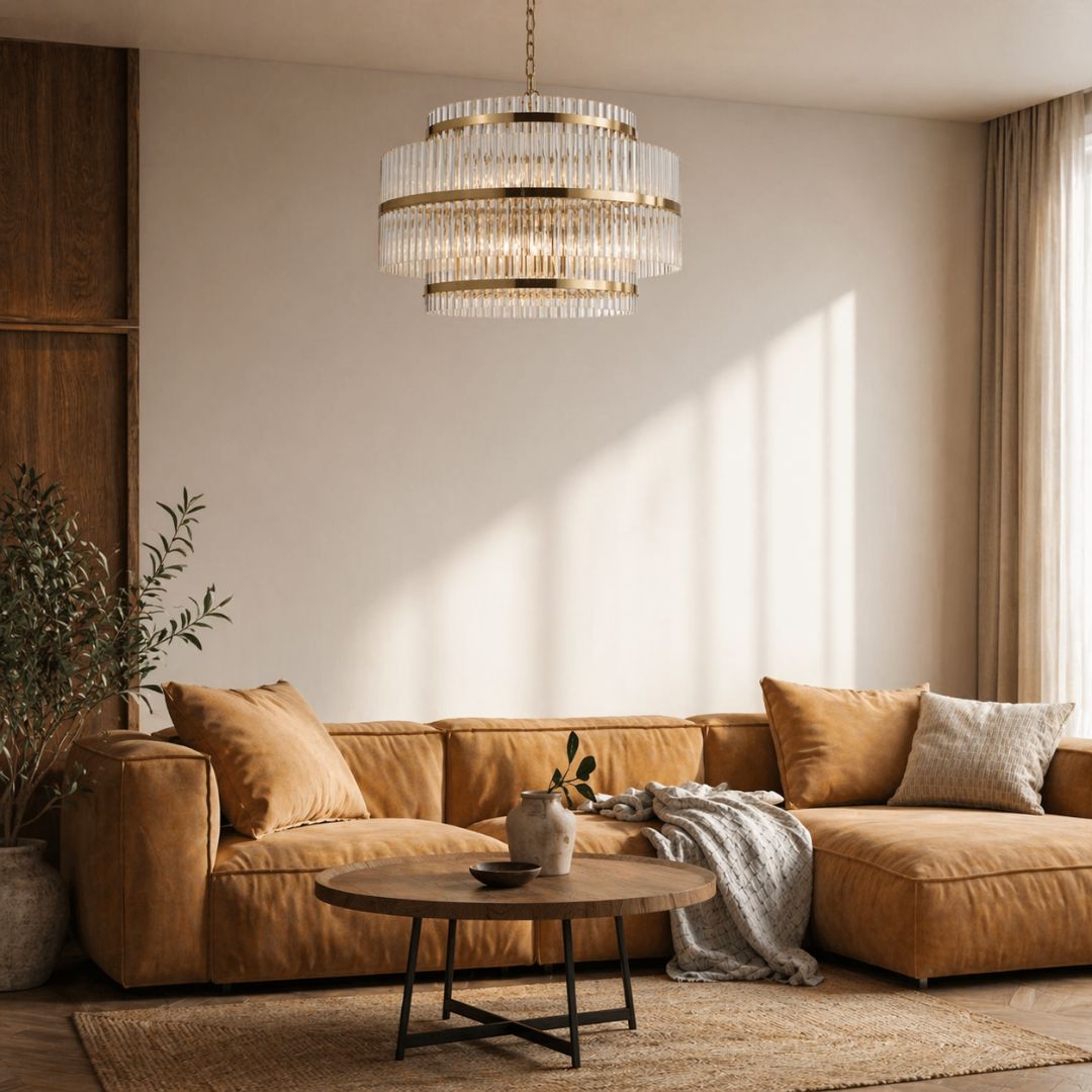 Harlow Collection - 3 Layer Chandelier - Satin Brass - W:70cm