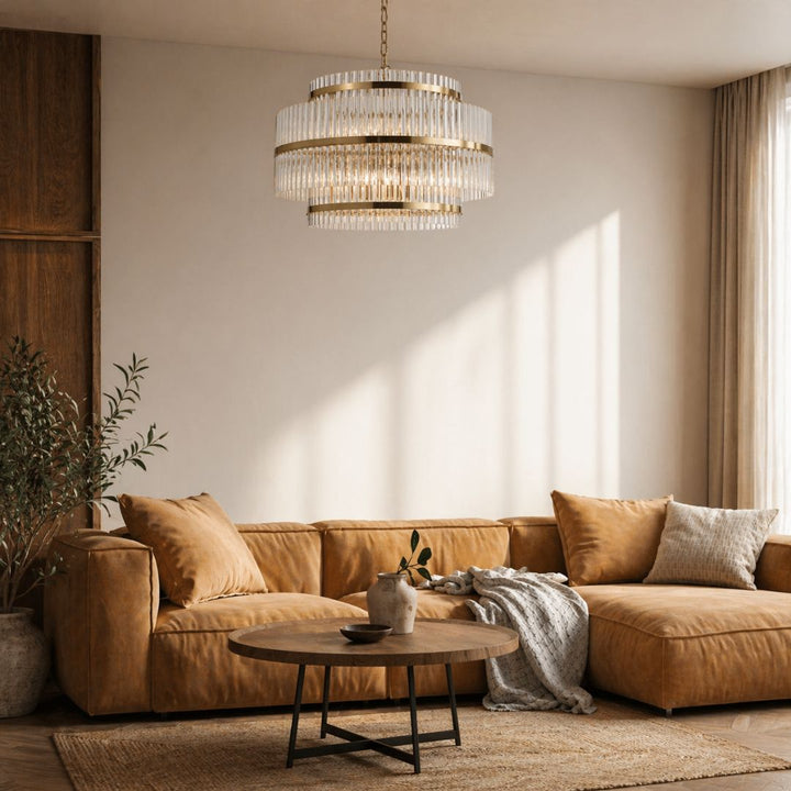 Harlow Collection - 3 Layer Chandelier - Satin Brass - W:70cm