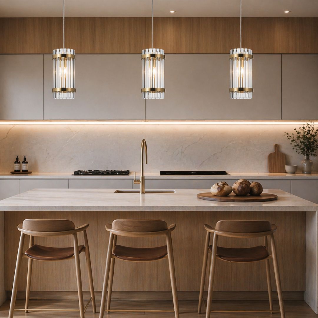 Harlow Collection - Pendant - Satin Brass - W:15cm