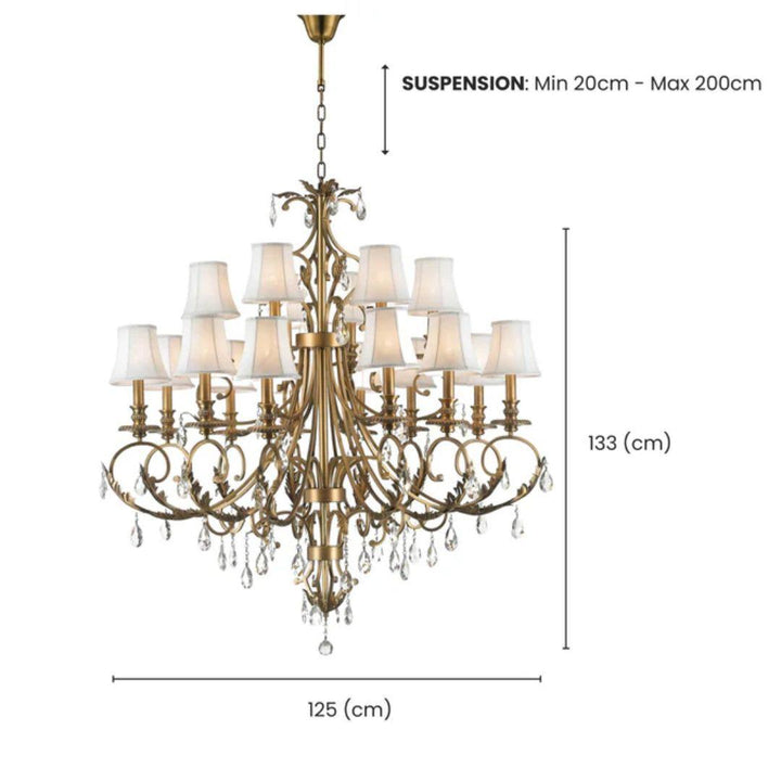 ARIA - Hampton 18 Arm Chandelier - Nickel Plated