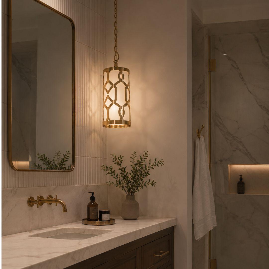 Niles Collection - Pendant - Satin Brass - W:15.5cm