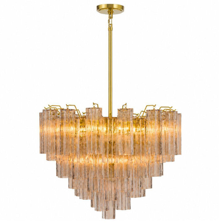 Odelle Collection - Ring Chandelier - Amber & Brass - W:68cm