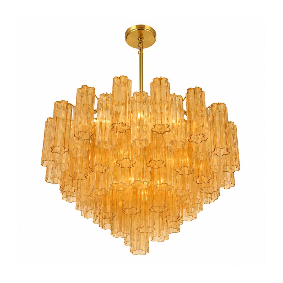 Odelle Collection - Ring Chandelier - Amber & Satin Brass - W:81cm