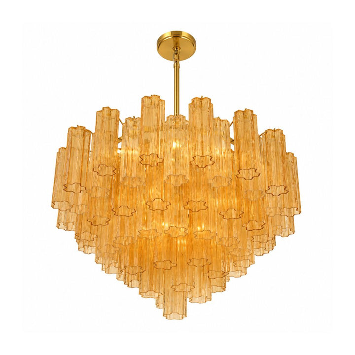 Odelle Collection - Ring Chandelier - Amber & Satin Brass - W:81cm