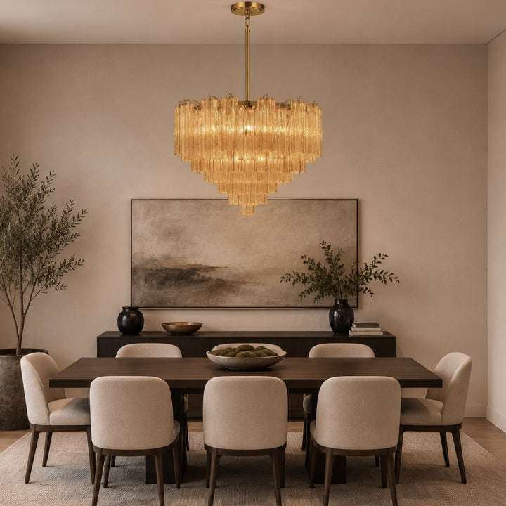 Odelle Collection - Ring Chandelier - Amber & Satin Brass - W:81cm