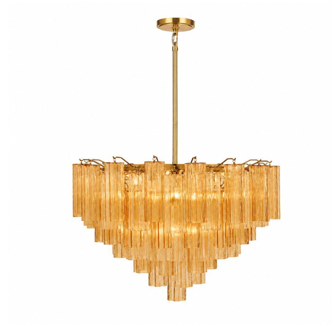 Odelle Collection - Ring Chandelier - Amber & Satin Brass - W:81cm