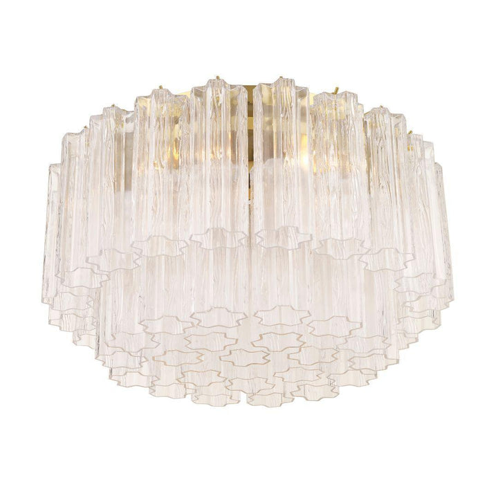 Odelle Collection - Flush Mount Chandelier - Clear & Satin Brass - W:56cm