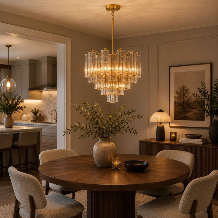 Odelle Collection - Ring Chandelier - Amber & Satin Brass - W:45cm