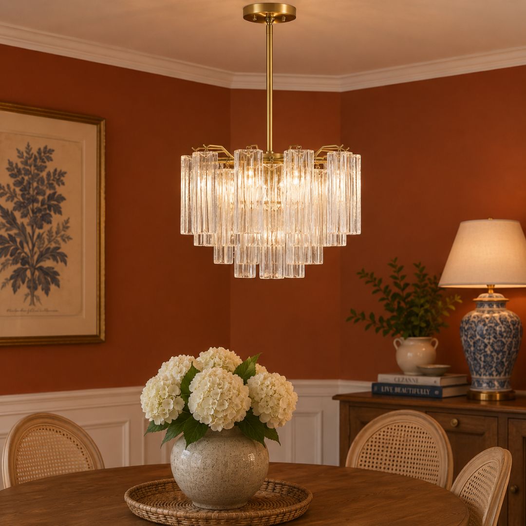 Odelle Collection - Ring Chandelier - Clear & Satin Brass - W:45cm
