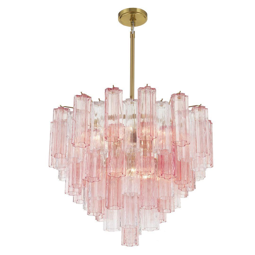 Odelle Collection - Ring Chandelier - Pink & Brass - W:68cm
