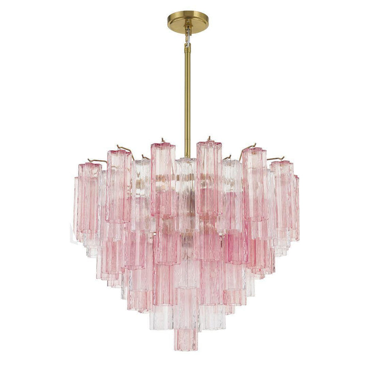 Odelle Collection - Ring Chandelier - Pink & Brass - W:68cm