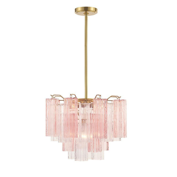 Odelle Collection - Ring Chandelier - Pink & Satin Brass - W:45cm