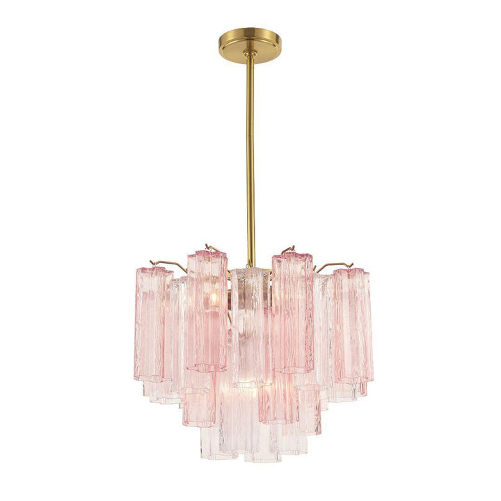 Odelle Collection - Ring Chandelier - Pink & Satin Brass - W:45cm