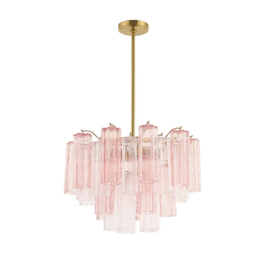 Odelle Collection - Ring Chandelier - Pink & Satin Brass - W:50cm