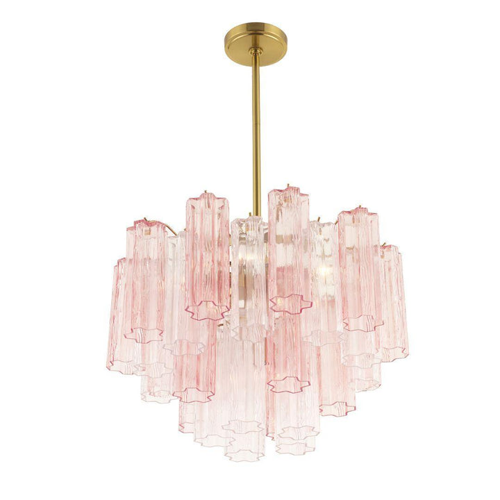 Odelle Collection - Ring Chandelier - Pink & Satin Brass - W:50cm