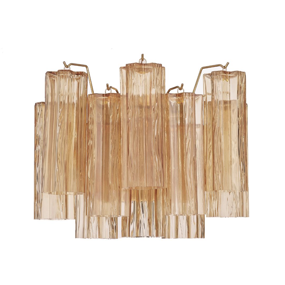 Odelle Collection - Wall Sconce Light - Amber & Satin Brass - W:36cm