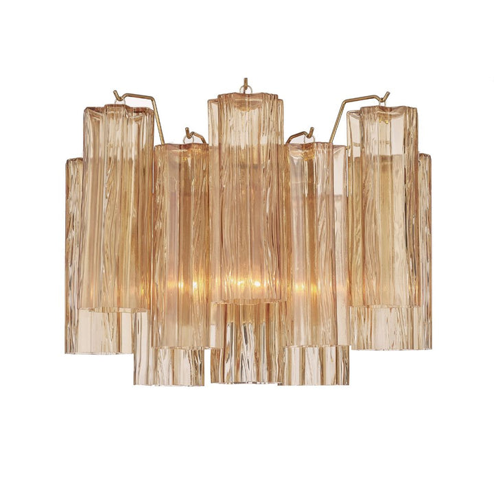 Odelle Collection - Wall Sconce Light - Amber & Satin Brass - W:36cm