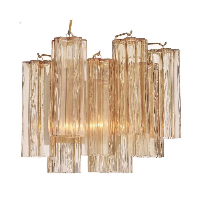Odelle Collection - Wall Sconce Light - Amber & Satin Brass - W:36cm