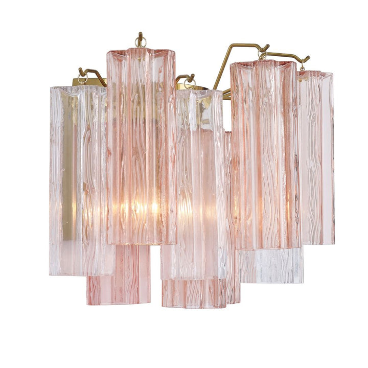 Odelle Collection - Wall Sconce Light - Pink & Satin Brass - W:36cm