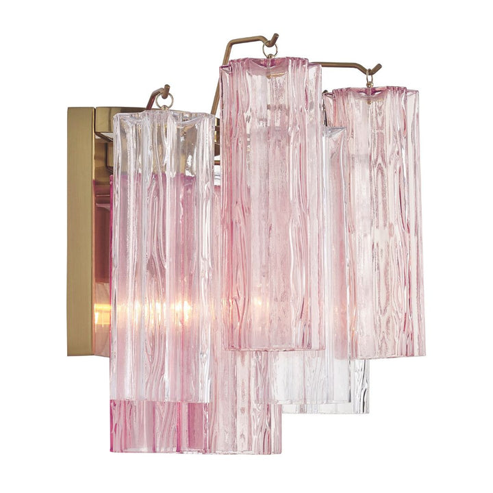 Odelle Collection - Wall Sconce Light - Pink & Satin Brass - W:36cm