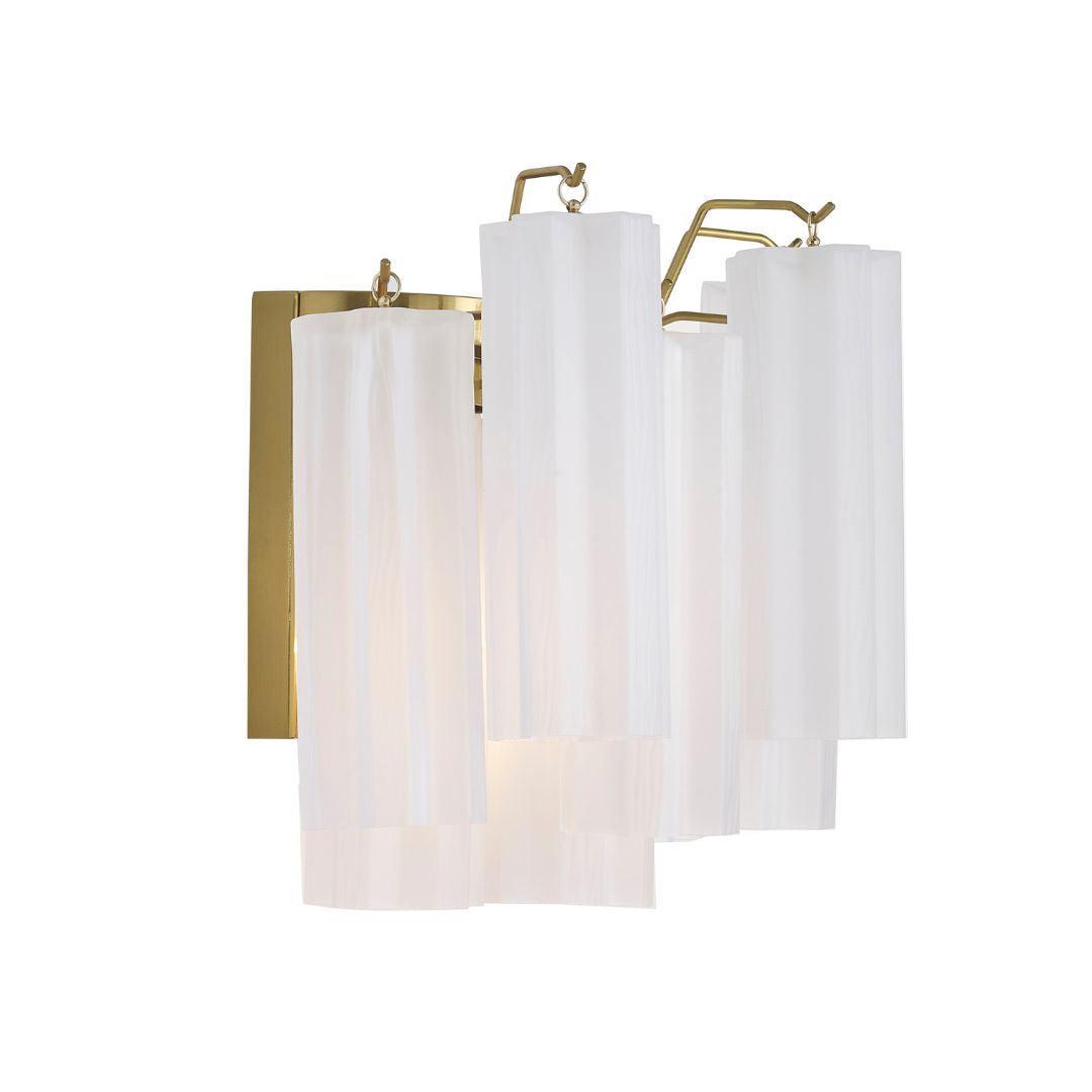 Odelle Collection - Wall Sconce Light - White & Satin Brass - W:36cm