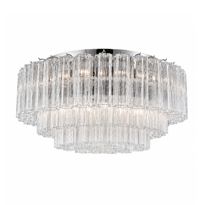 Odelle Collection - Flush Mount Chandelier - Clear & Chrome - W:80cm