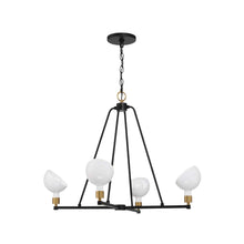 Load image into Gallery viewer, Gamma Collection - 4 Light - Chandelier - Satin Brass &amp; Matte Black
