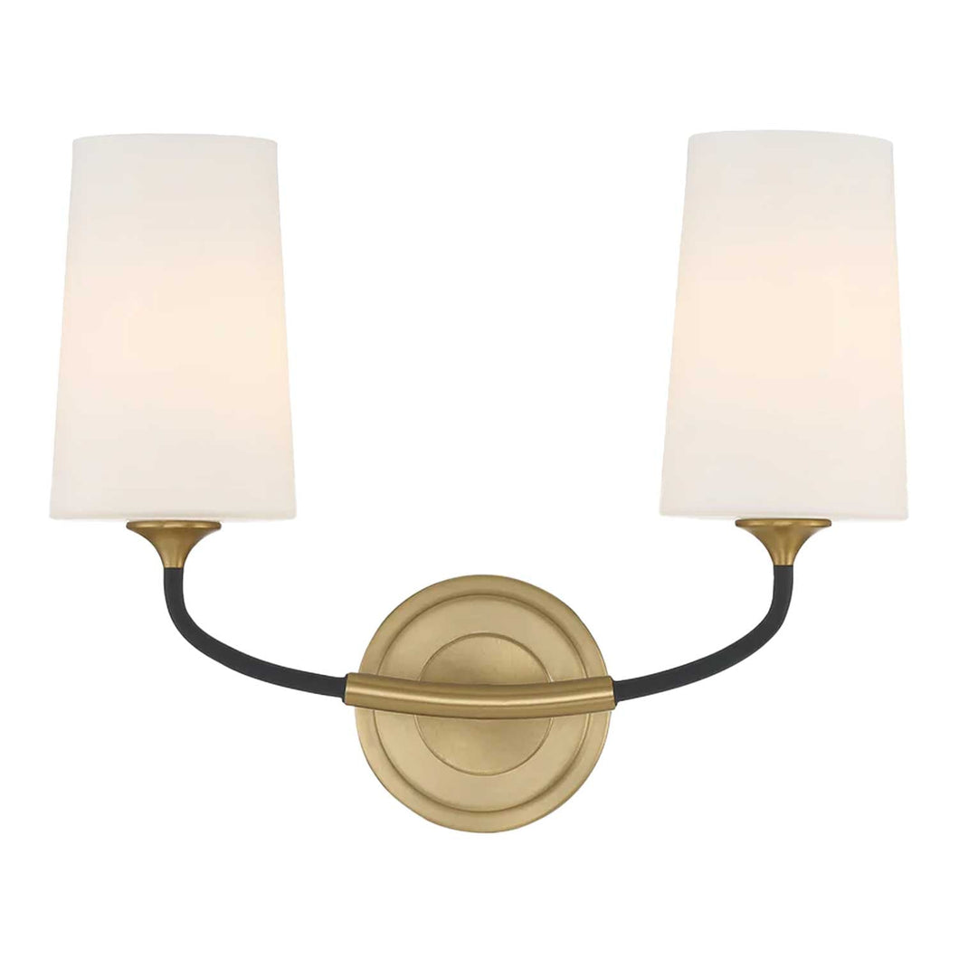 Royston Collection - 2 Light - Wall Sconce - Satin Brass & Matte Black - W:38cm