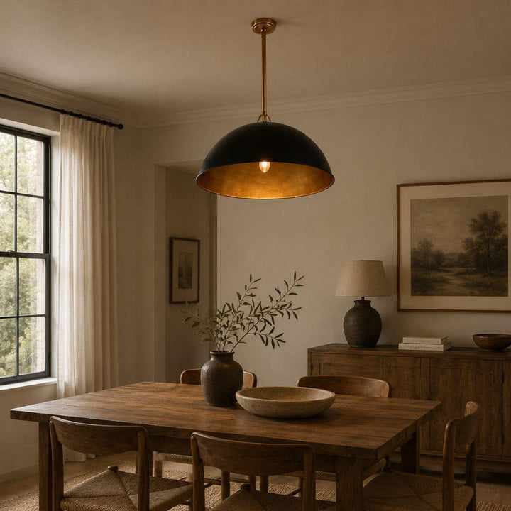 Trenton Collection - Chandelier - Satin Brass & Black - W:60cm