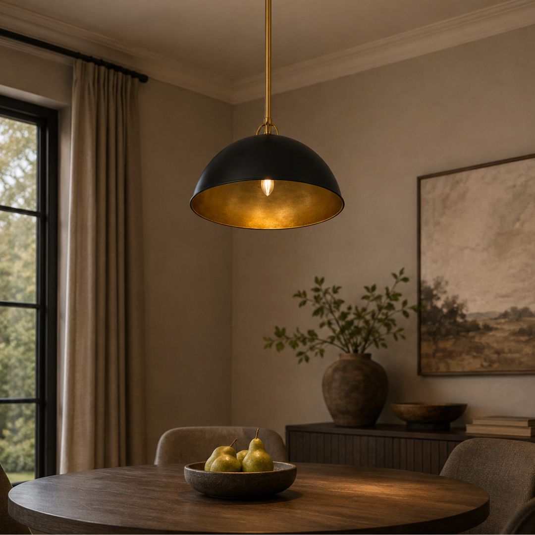 Trenton Collection - Pendant Chandelier - Satin Brass & Black - W:50cm