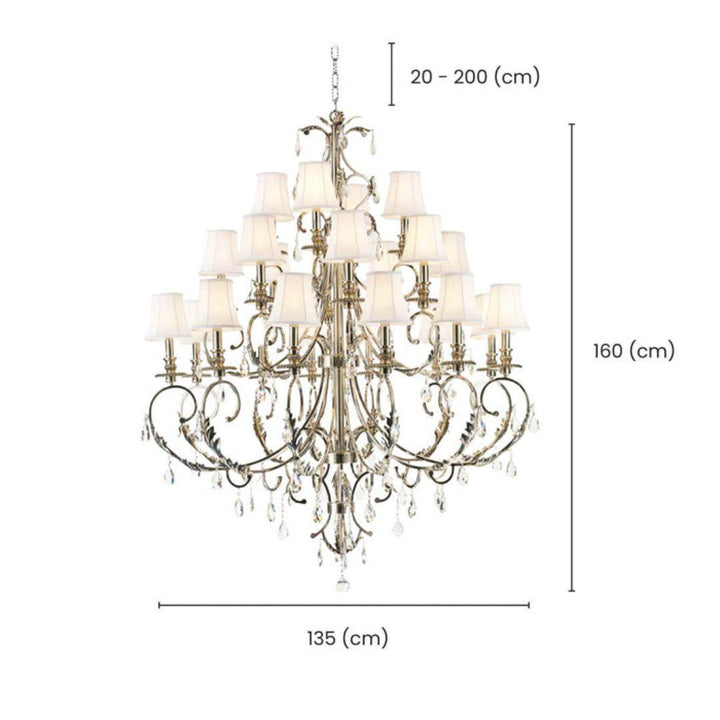 ARIA - Hampton 24 Arm Chandelier - Nickel Plated