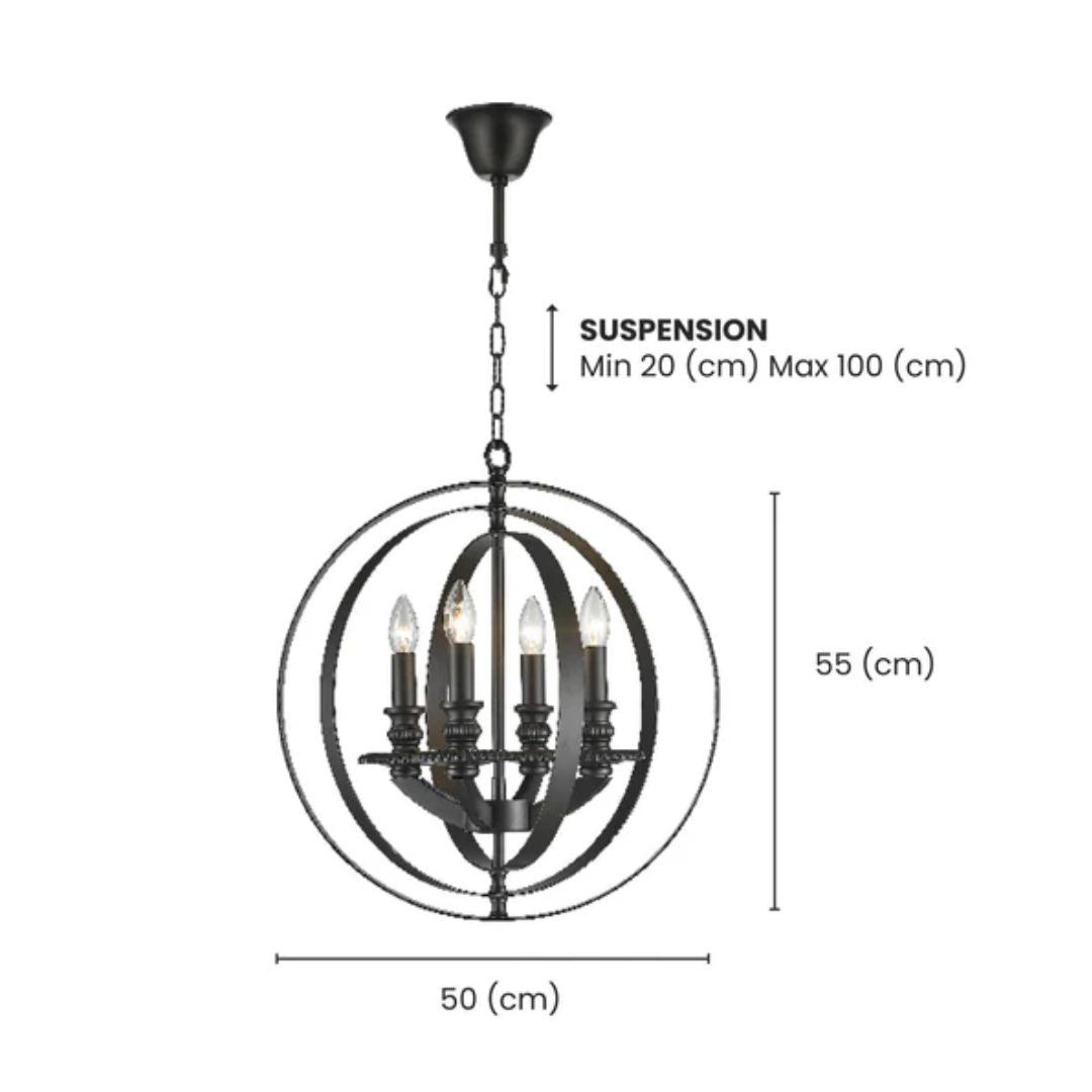 Hampton Orb - 4 Light - Dark Bronze