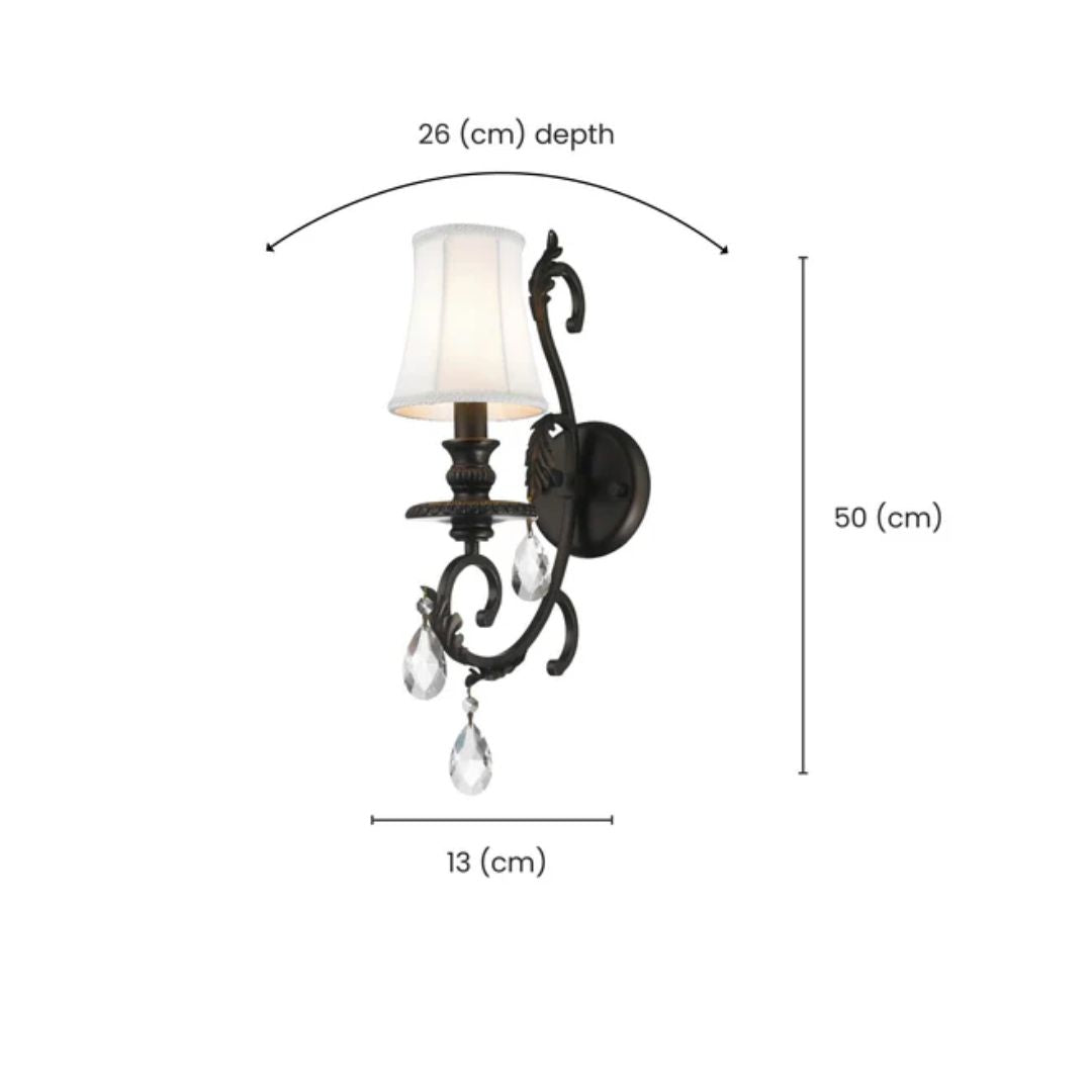 ARIA - Hampton Single Arm Wall Sconce - Nickel Plated