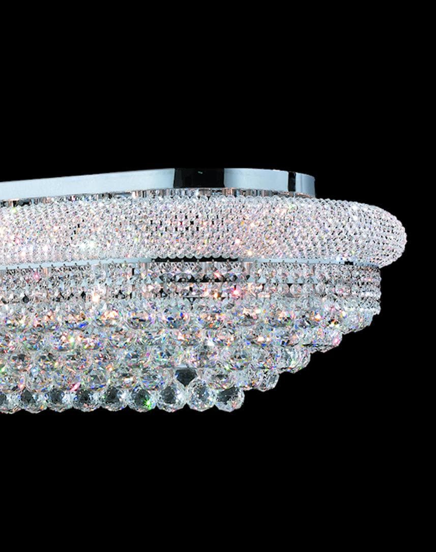 Royal Empress Flush Mount Oval Basket Chandelier - Chrome - W:90cm