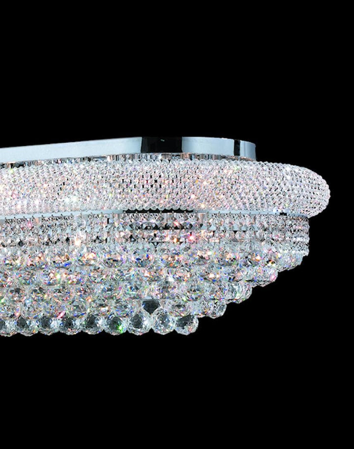 Royal Empress Flush Mount Oval Basket Chandelier - Chrome - W:90cm