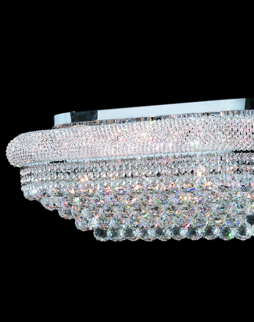 Royal Empress Flush Mount Oval Basket Chandelier - Chrome - W:90cm