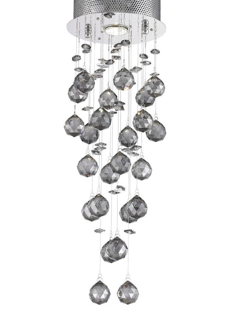 Round Cluster LED Crystal Chandelier - Smoke- Width:20cm Height:60cm