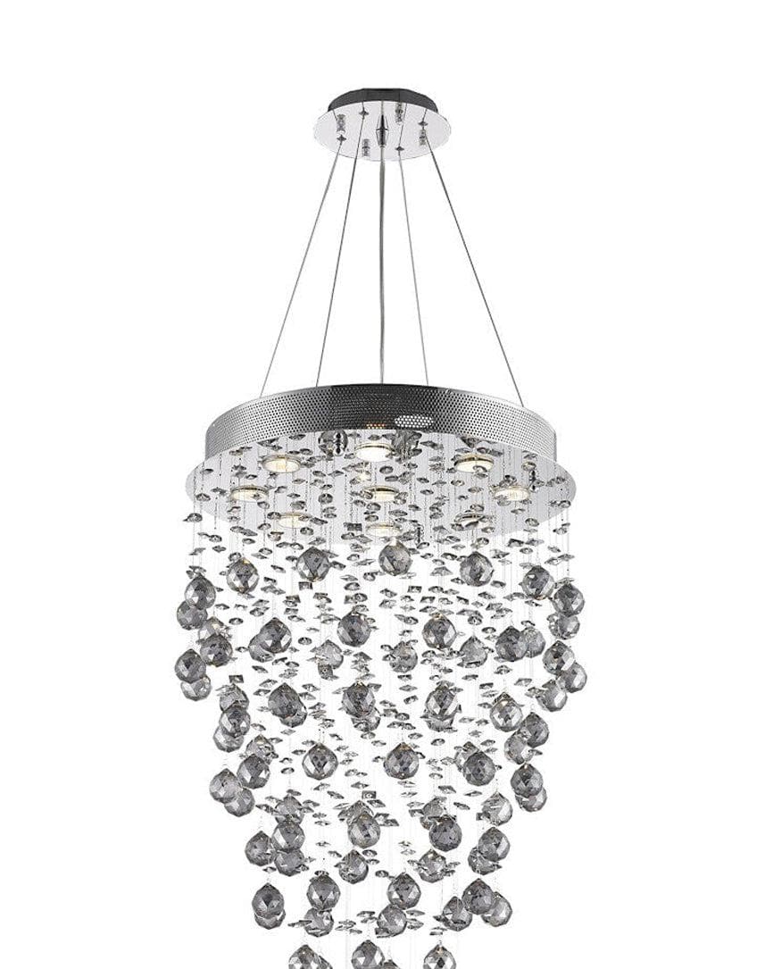 Round Cluster LED Crystal Chandelier -Smoke - Width:50cm Height:90cm