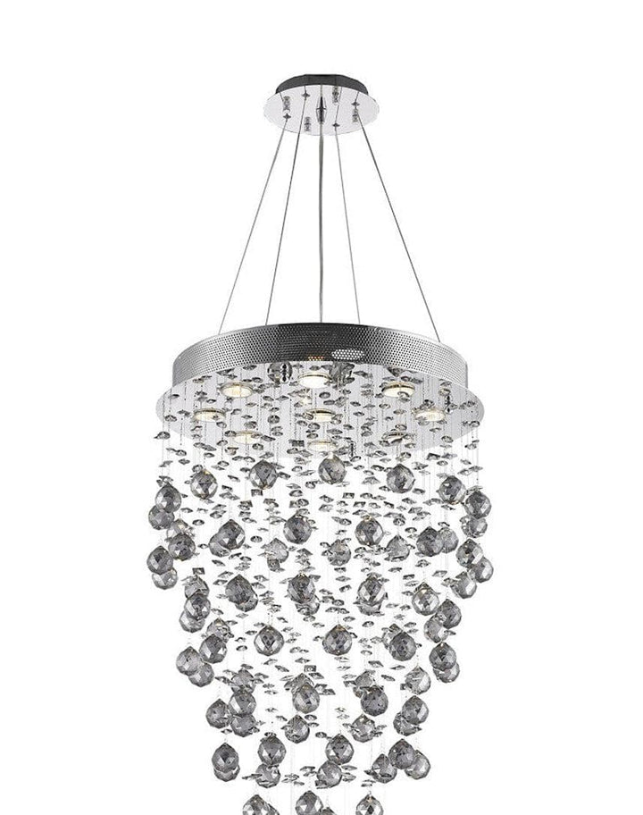Round Cluster LED Crystal Chandelier -Smoke - Width:50cm Height:90cm
