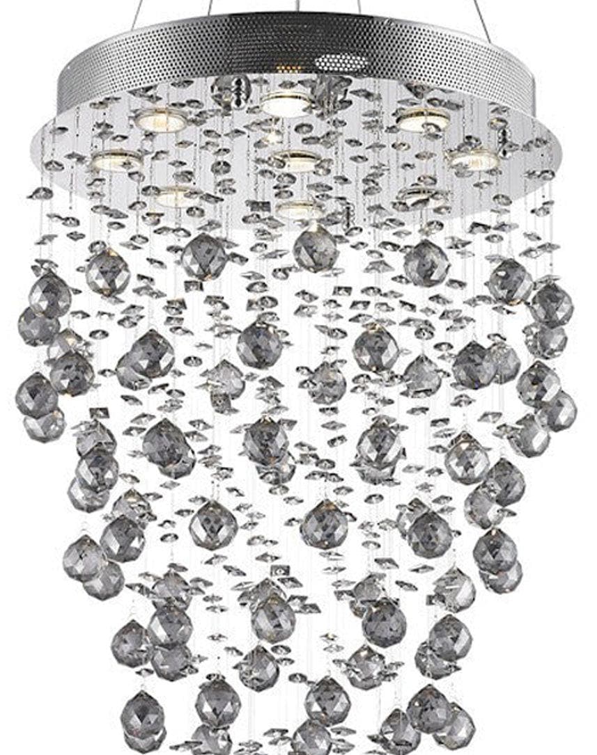Round Cluster LED Crystal Chandelier -Smoke - Width:50cm Height:90cm