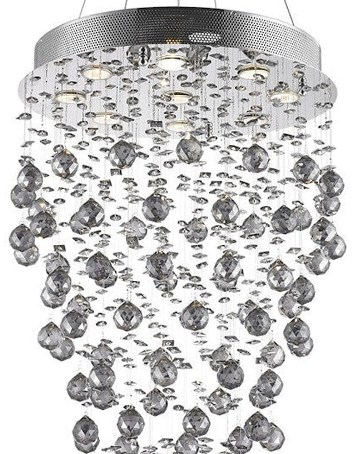 Round Cluster LED Crystal Chandelier -Smoke - Width:50cm Height:90cm