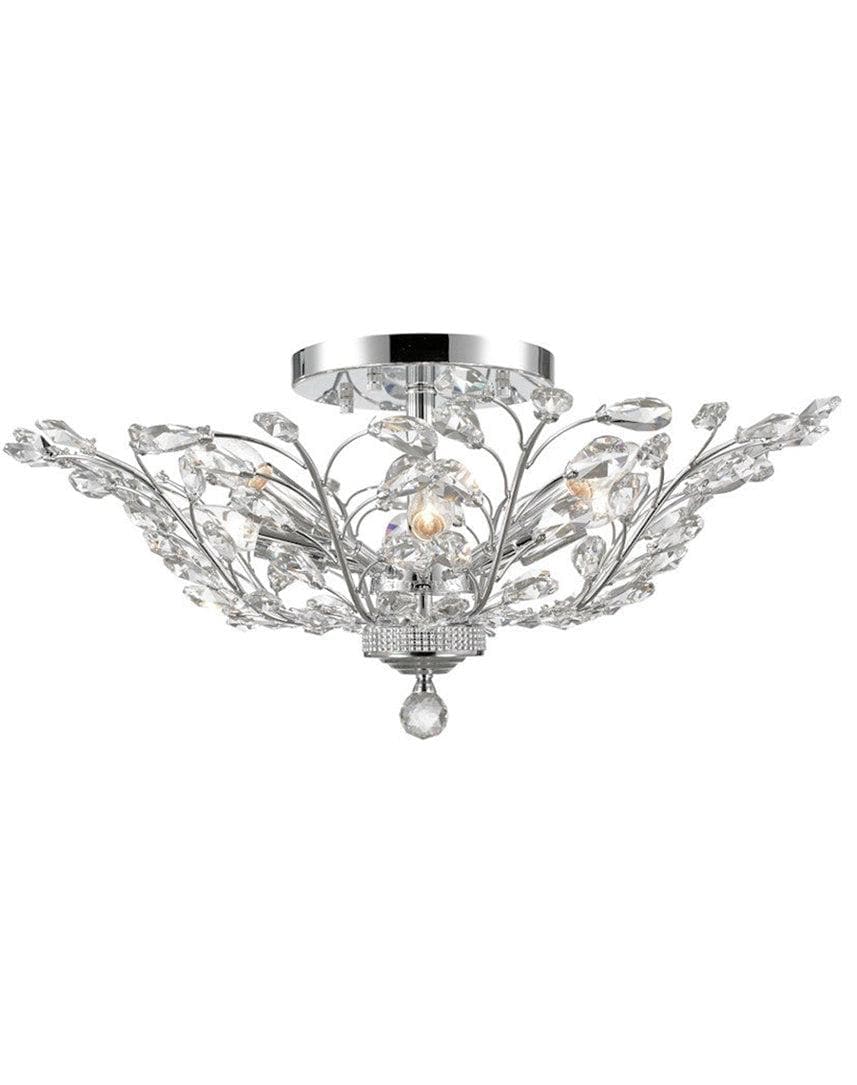 Willow Contemporary Leaf Flush Mount Chandelier- W:70cm H:30cm - Chrome