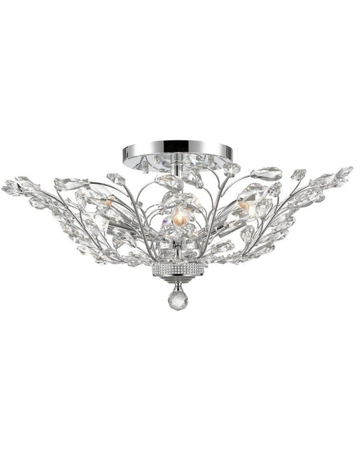 Willow Contemporary Leaf Flush Mount Chandelier- W:70cm H:30cm - Chrome