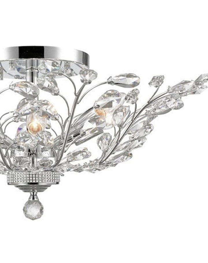 Willow Contemporary Leaf Flush Mount Chandelier- W:70cm H:30cm - Chrome