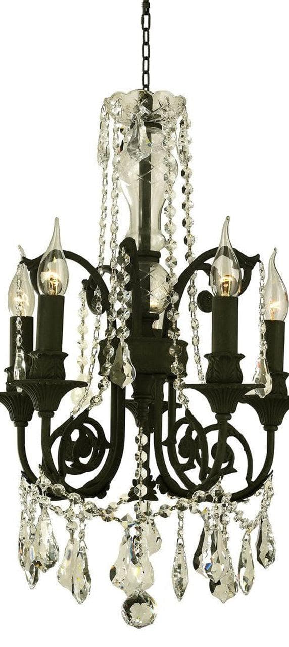 French Provincial Iron Chandelier- 5 Arm - Wrought Iron Finish