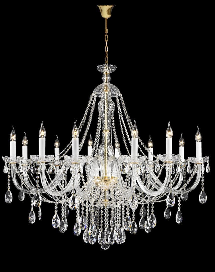 Bohemian Brilliance Large 12 Arm Single Tier Chandelier - Gold