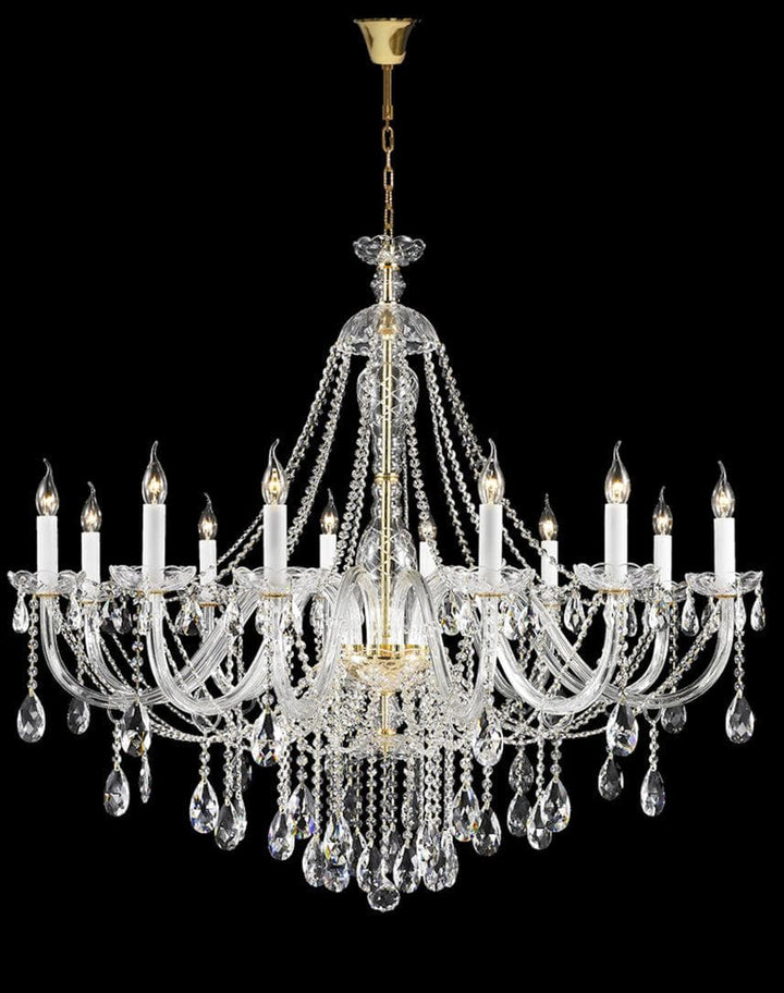 Bohemian Brilliance Large 12 Arm Single Tier Chandelier - Gold