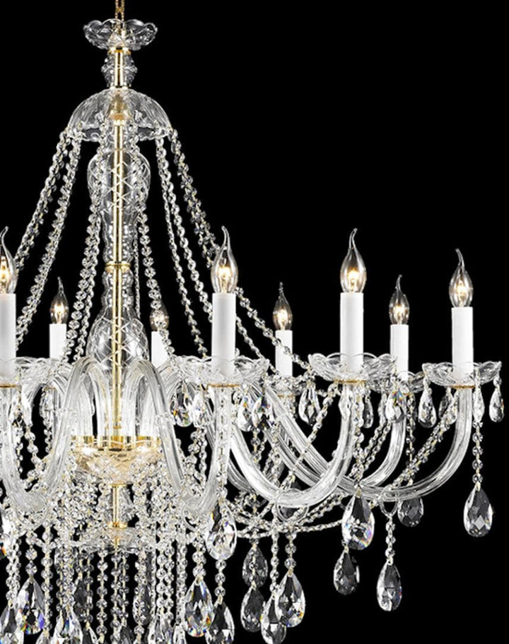 Bohemian Brilliance Large 12 Arm Single Tier Chandelier - Gold