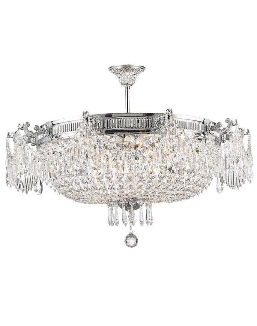 Regency Basket Chandelier - Chrome Finish - Flush Mount - W:75cm