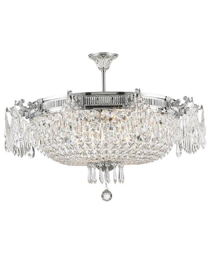 Regency Basket Chandelier - Chrome Finish - Flush Mount - W:75cm